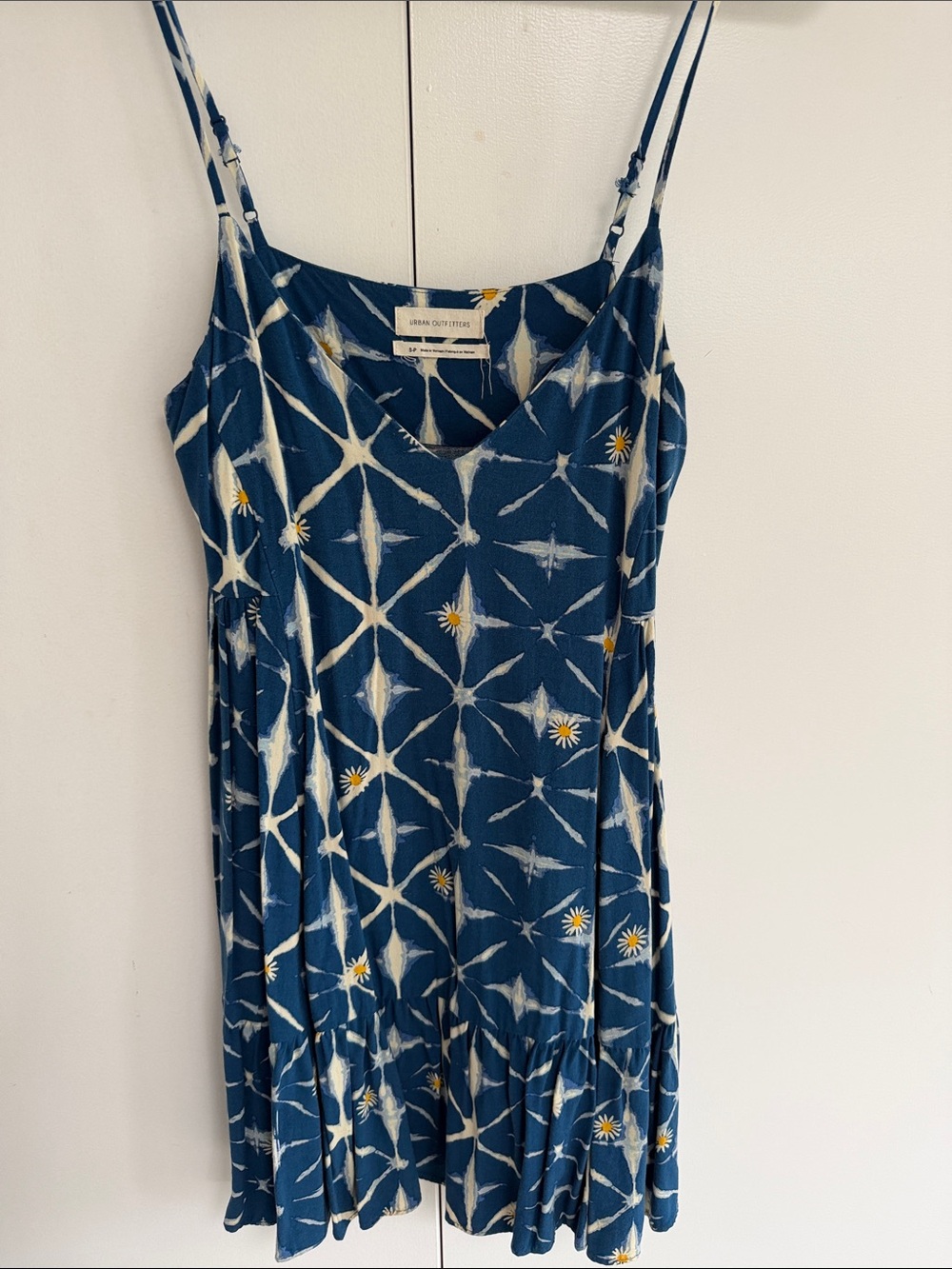 Urban Outfitters Blue & White Daisy-Print Slip Dress